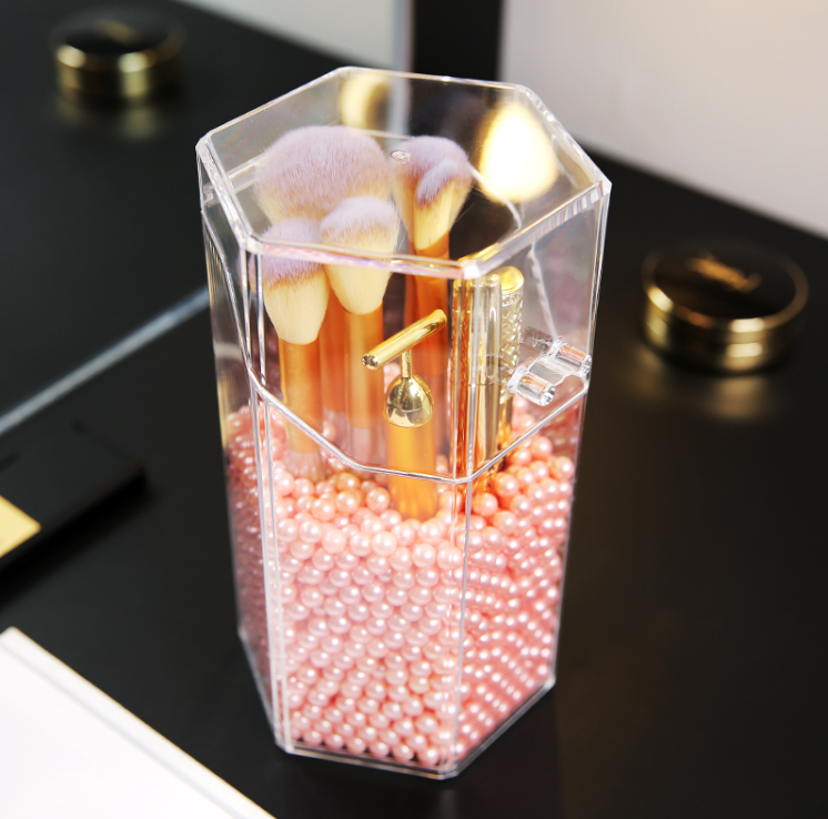 Transparent acrylic makeup brush storage bucket