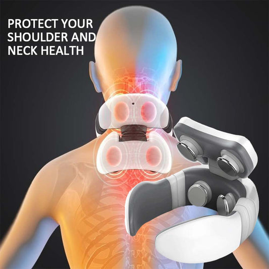 Smart Electric Pulse Back and Neck Massage 4 Heads Pain Relief Tool Health Care Relaxation Cervical Vertebra Physiotherapy