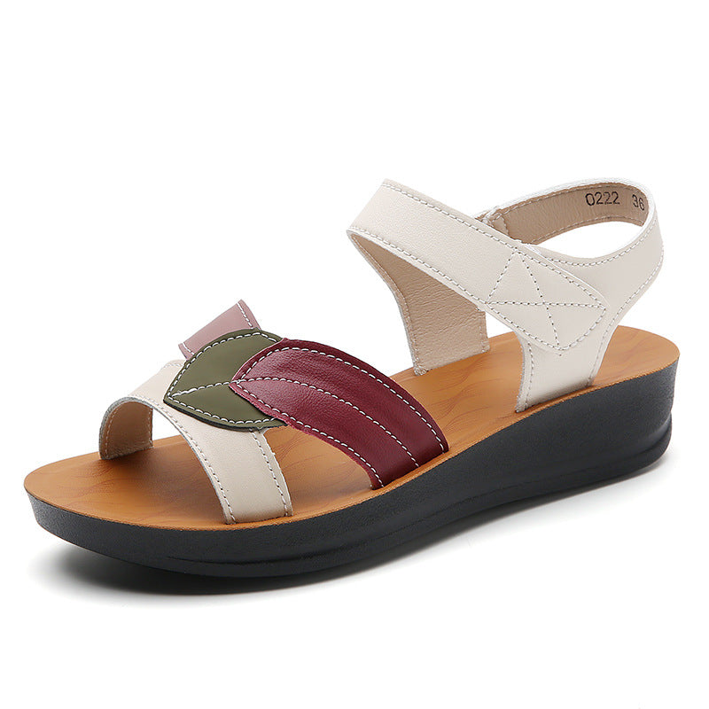 Summer Thick-soled Sandals For Women Fashion Casual Non-slip Comfortable Velcro-design Beach Shoes