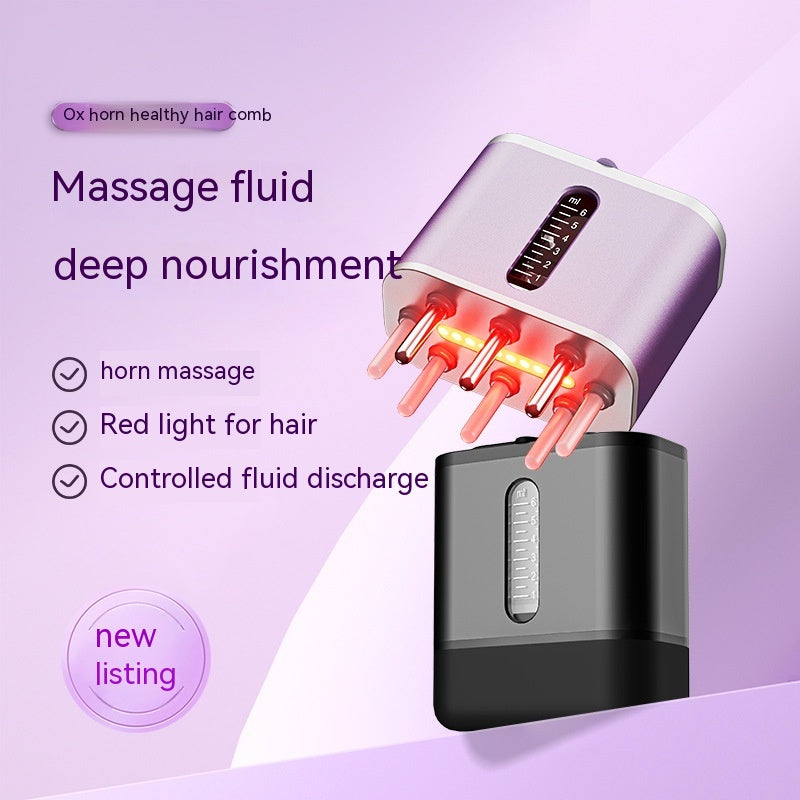 Electric Scalp Massager Cow Horn Massage Comb Red Light Oil Applicator Promote Hair Growth Portable Hair Guid Comb