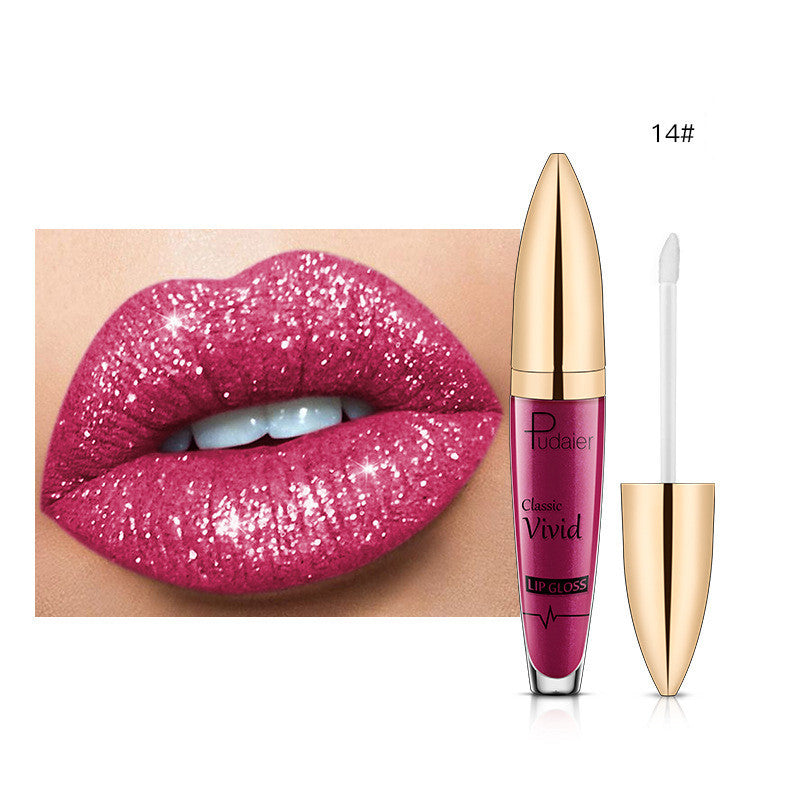 Pudaier Sip Glitter Flip Matte Shimmer Lip Gloss No Stain On Cup Diamond Lipstick