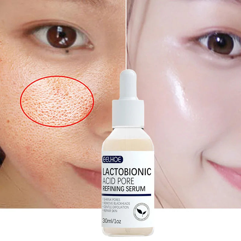 Lactobionic Acid Pore Shrink Face Serum Hyaluronic Acid Moisturizing Nourish Smooth Pores Repair Essence Firm Korean Cosmetics