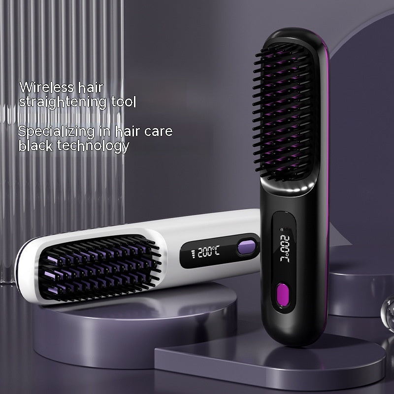 LCD USB Charging Ceramic Heating Electric Comb Hair Straightener