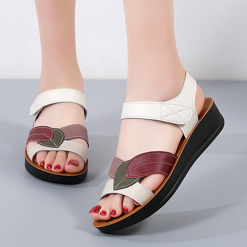 Summer Thick-soled Sandals For Women Fashion Casual Non-slip Comfortable Velcro-design Beach Shoes