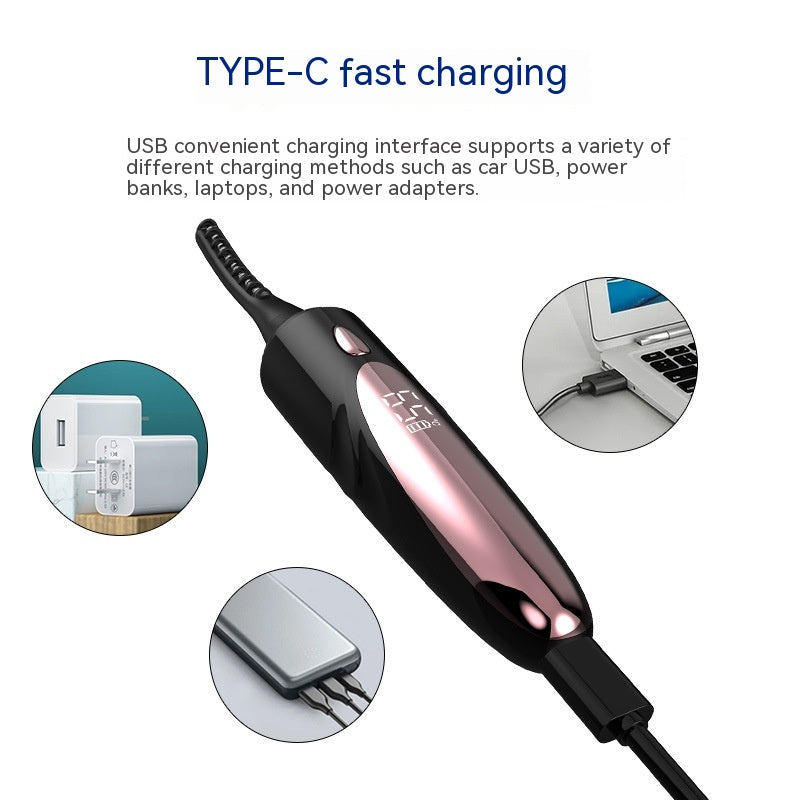 Reusable Electric Lash Curler USB Charging Heated Lash Curler Long Lasting Curl Eyelash Curling Heated Eyelash Curling Tool